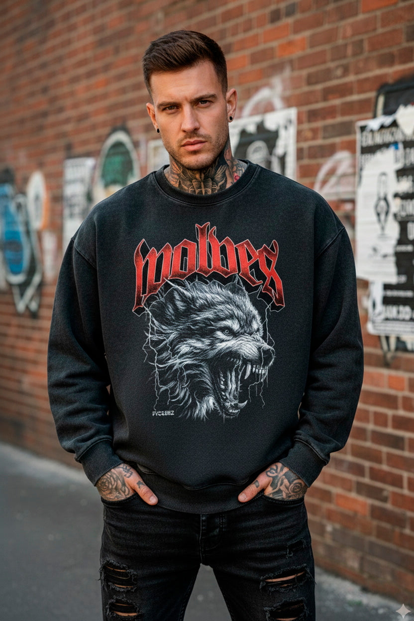 FVCKERZ® Oversized Vintage Sweater // Wolves